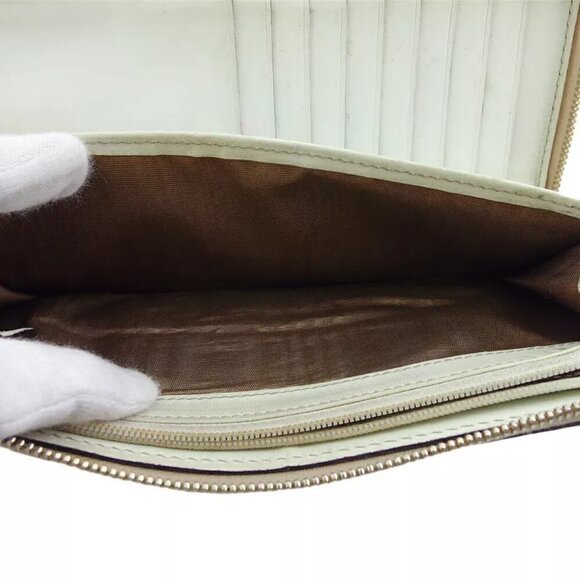 Celine long wallet Macadam Beige White Canvas x Leather Authentic USED - Picture 7 of 10